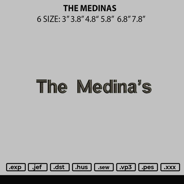 The Medinas Embroidery File 6 sizes