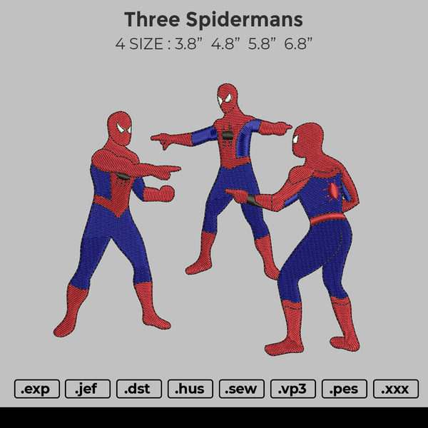 Three Spidermans Embroidery