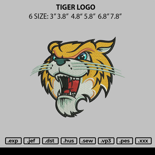 Tiger Logo Embroidery File 6 sizes