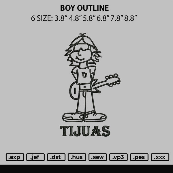 Boy Outline Embroidery File 6 sizes