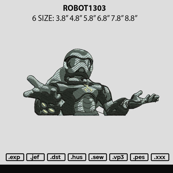 Robot1303 Embroidery File 6 sizes