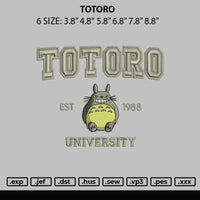 Totoro Embroidery File 6 sizes