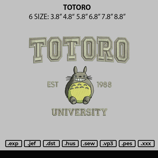 Totoro Embroidery File 6 sizes