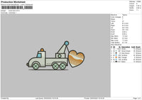 Truck Love Embroidery File 6 sizes