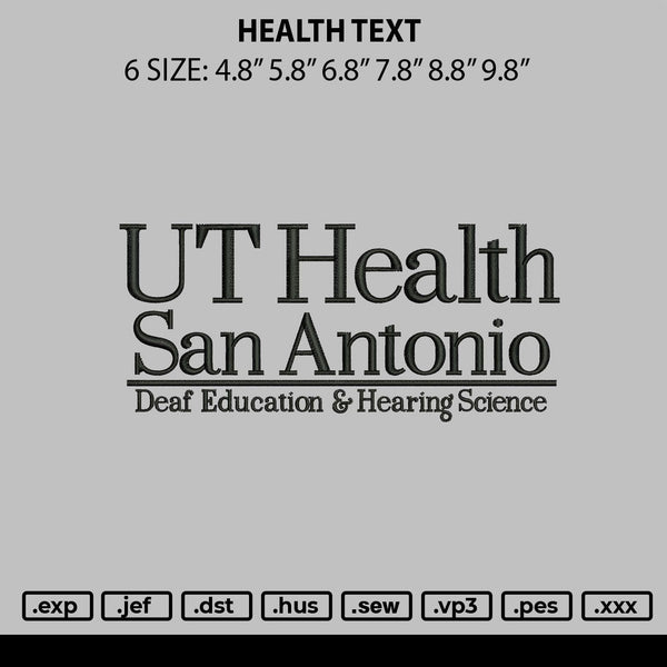 Health Text Embroidery File 6 sizes