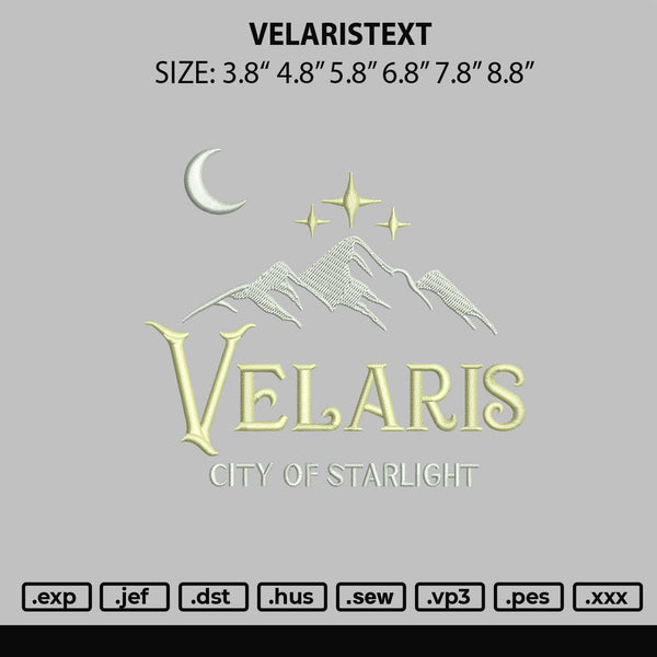 Velaristext Embroidery File 6 sizes