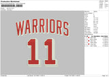 Warriors, 11, & text Embroidery