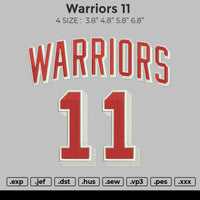 Warriors, 11, & text Embroidery