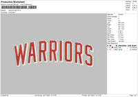 Warriors text Embroidery