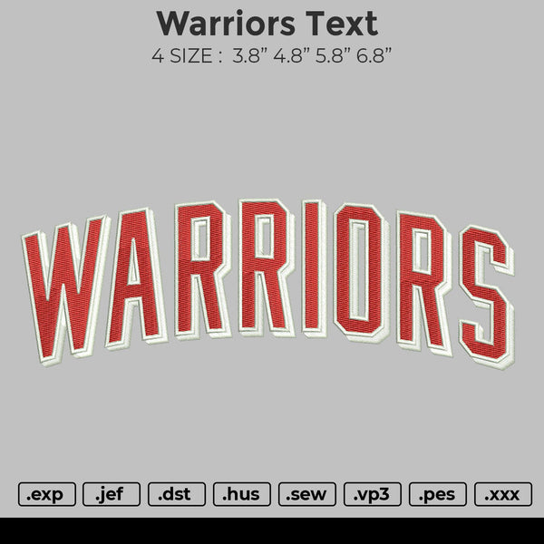 Warriors text Embroidery