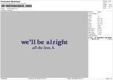 Alright Text Embroidery File 6 sizes