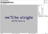 Alright Text Embroidery File 6 sizes