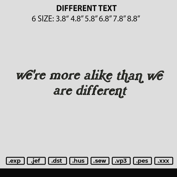 Different Text Embroidery File 6 sizes