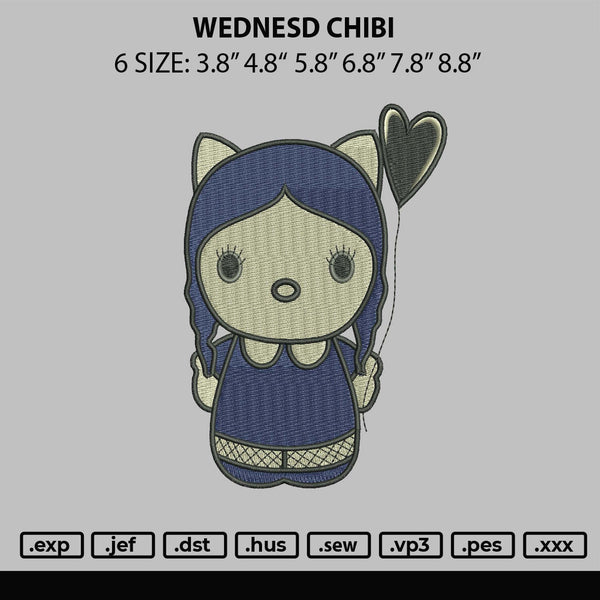 Wednesd Chibi Embroidery File 6 sizes