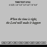 Time Text 0702 Embroidery File 6 sizes