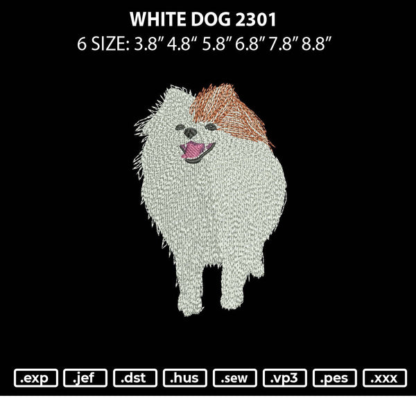 White Dog 2301 Embroidery File 6 sizes