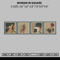 Woman In Square Embroidery File 6 sizes