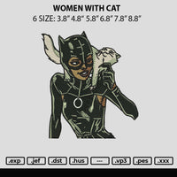 Women With Cat Embroidery File 6 sizes