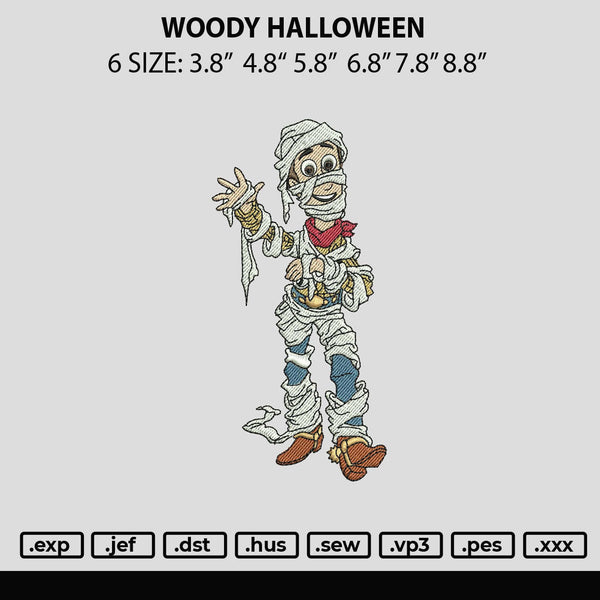 Woody Halloween Embroidery File 6 sizes